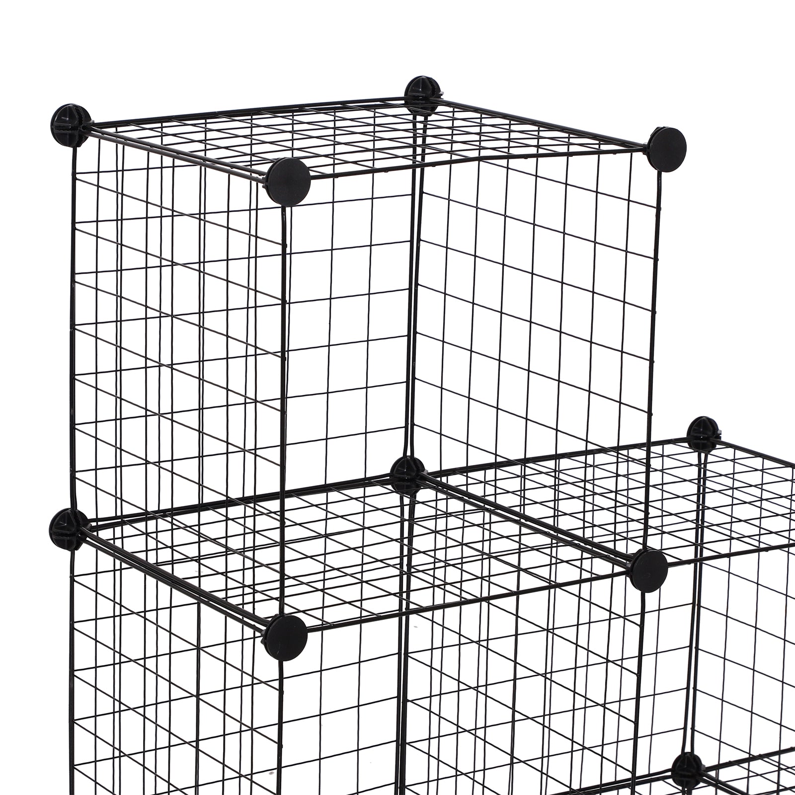 DIY 6 Cube Metal Wire Rack Interlocking Storage Cabinet Living Room Organiser Display Shelves Black