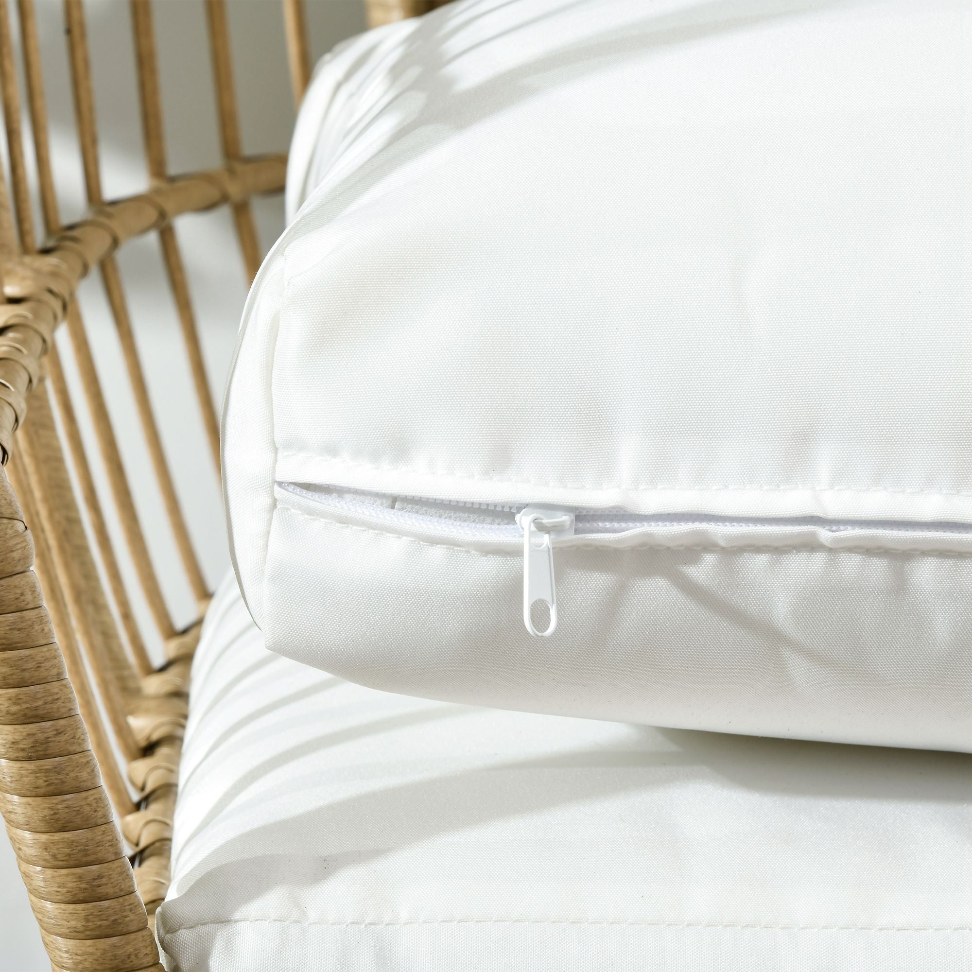 1 Seater PE Rattan Outdoor Egg Chair with Padded Cushions - Khaki