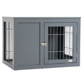 Furniture Style Dog Crate with Double Doors and Locks for Small & Medium Dogs - Grey