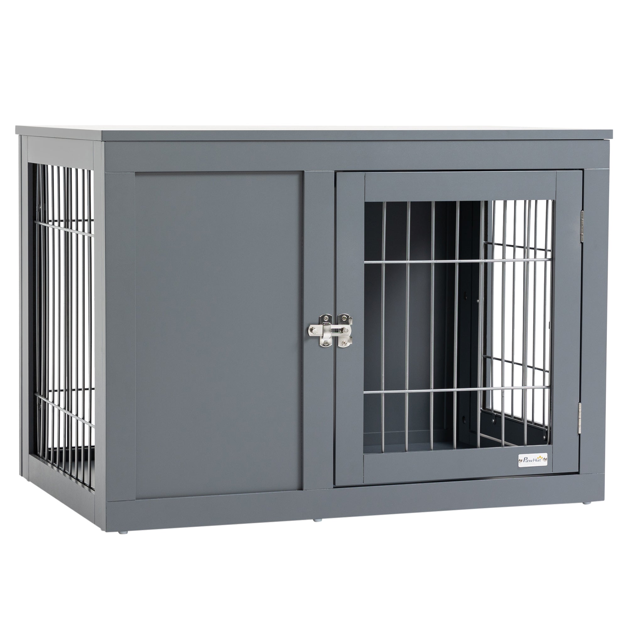 Furniture Style Dog Crate, End Table Pet Cage Kennel, Indoor Decorative Puppy House, with Double Doors, Locks, for Small & Medium Dogs, Grey