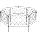 Set of 6 Metal Decorative Outdoor Picket Fence Panels 61x366cm - Black