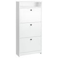 Shoe Storage Cabinet with 3 Drawers for 18 Pairs - White