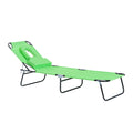 Foldable Adjustable Sun Lounger with Pillow and Reading Hole - Green