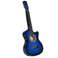 38in Beginner Cutaway Acoustic Electric Guitar with Case - Blue