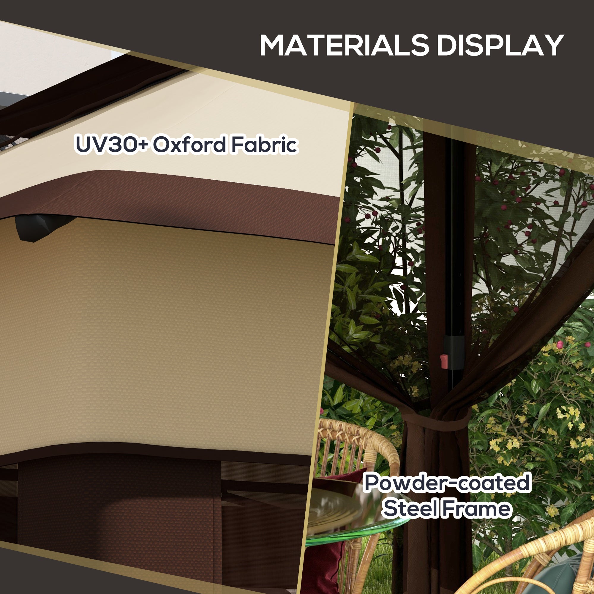 3 x 3 Metre Pop Up Gazebo Set with Removable Mesh Curtains - Beige
