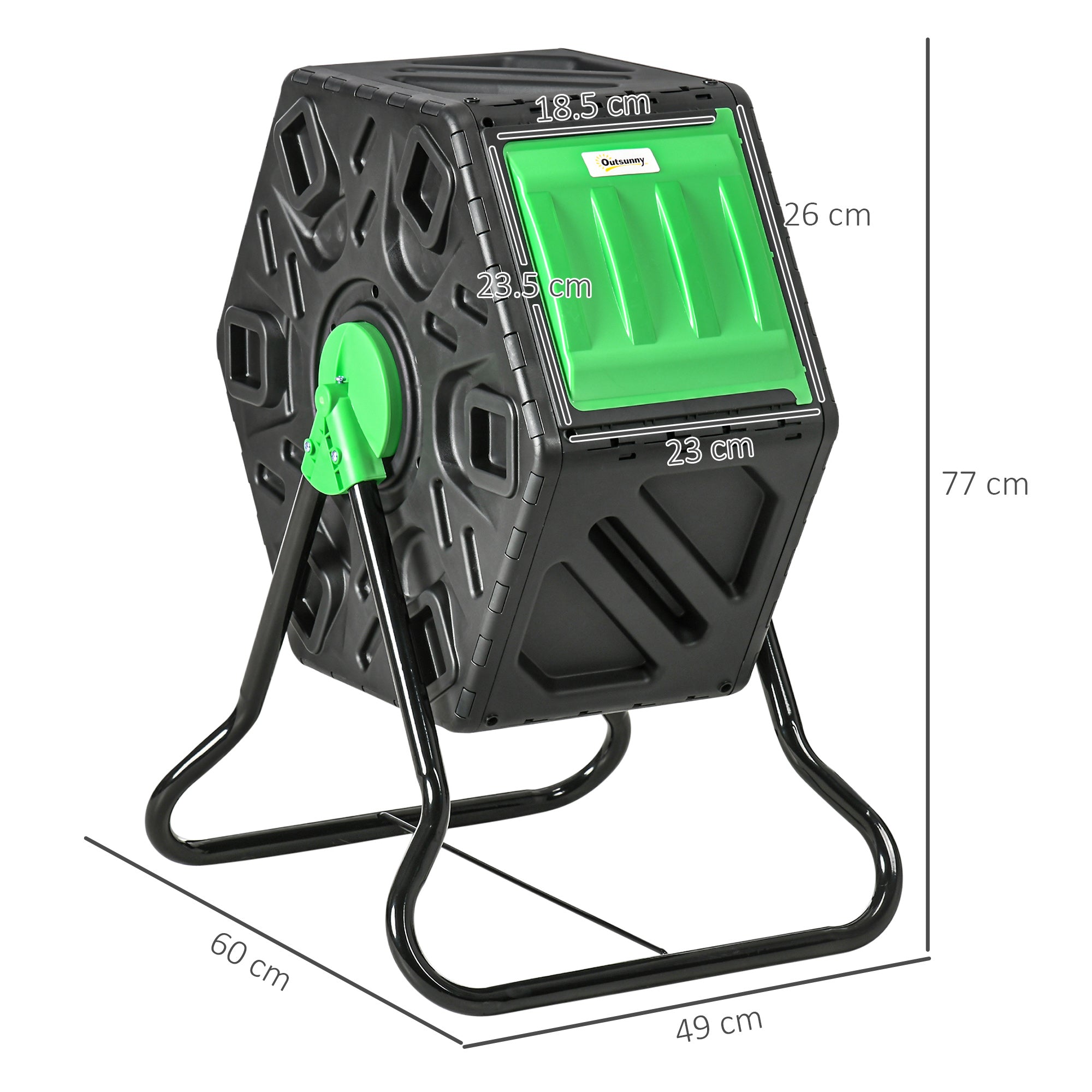 65L Garden Compost Bin, Single Chamber Rotating Composter, Compost Maker with 48 Ventilation Openings and Steel Legs