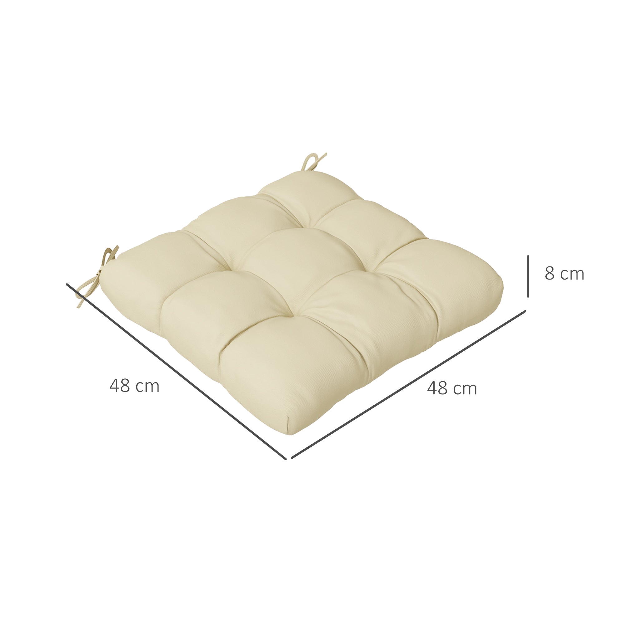 4-Piece Seat Cushion Pillows Replacement, Patio Chair Cushions Set with Ties for Indoor Outdoor, Beige