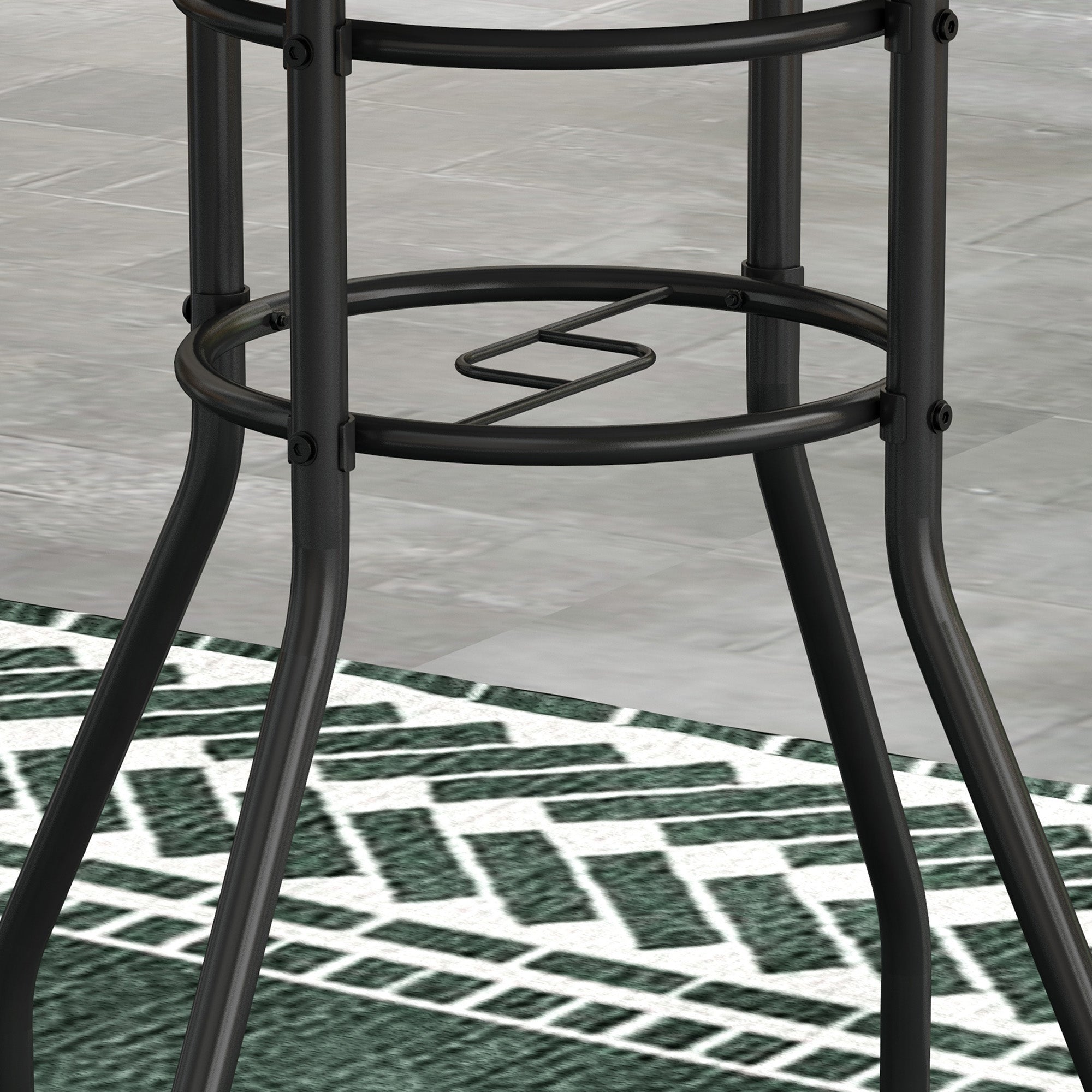 Tempered Glass Top Garden Table with Printed Design and Steel Frame 60x70cm - Tan Brown