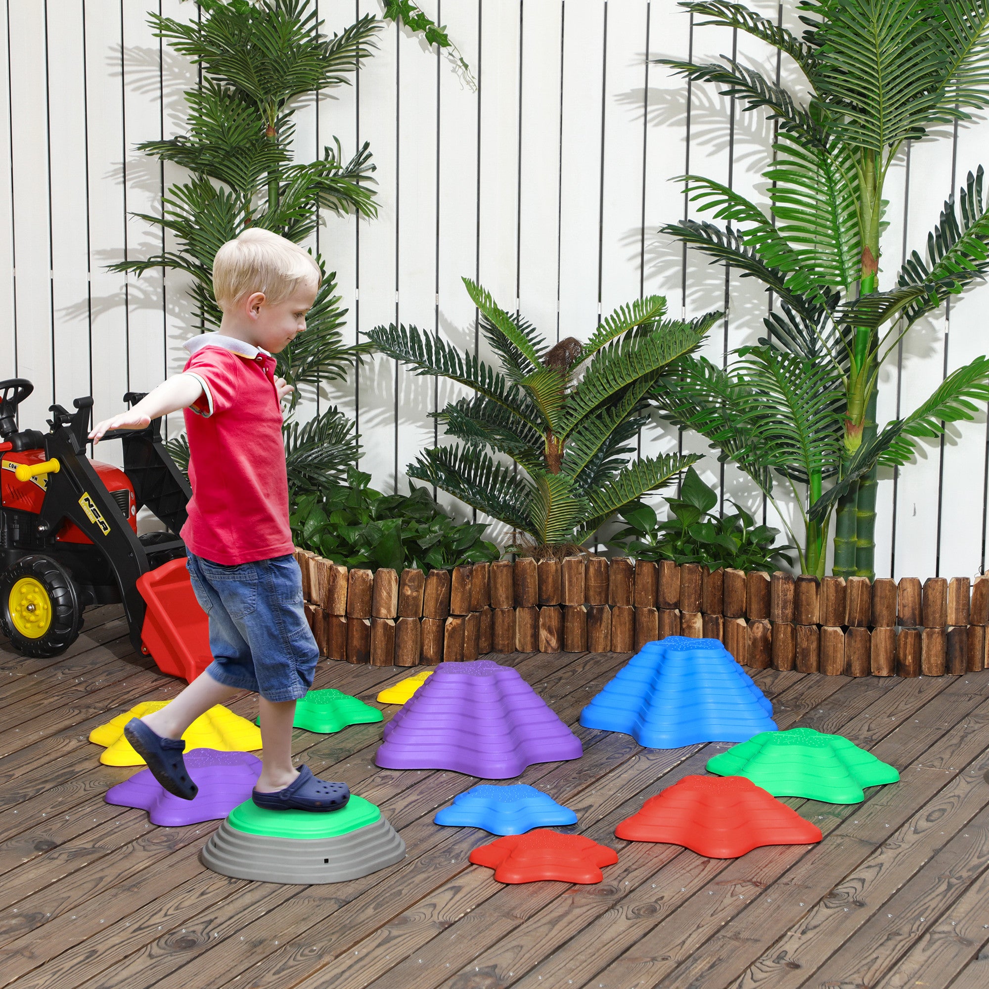 Kids Stepping Stones, 11 Pieces Balance River Stones for Obstacle Course, Stackable Non-Slip Starfish Shape, Sensory Play for Indoors Outdoors