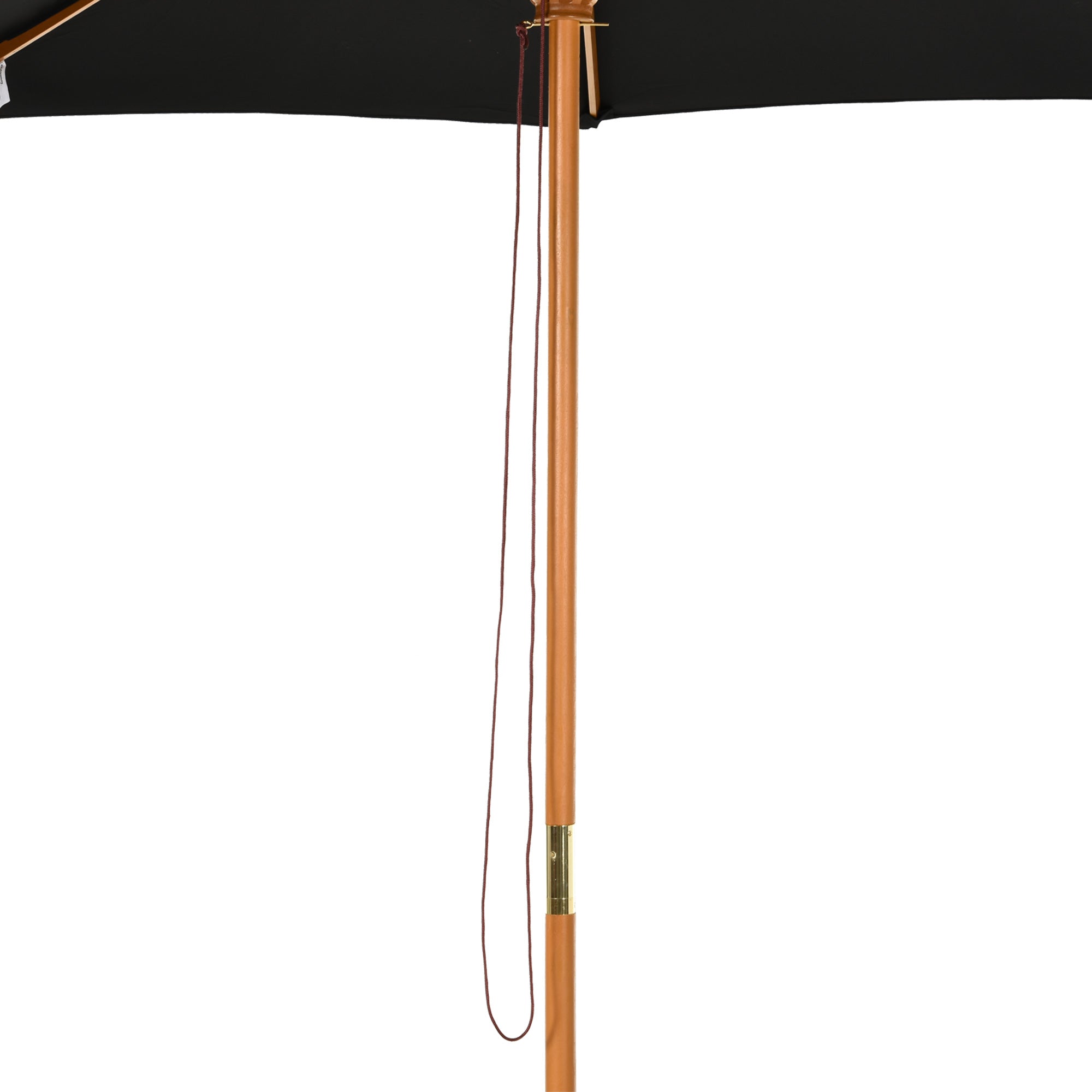 ⌀3m Bamboo Wooden Market Patio Umbrella Garden Parasol Outdoor Sunshade Canopy, 8-ribs,Black