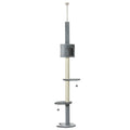 Multi-Layer Cat Tree with Scratching Post and Hanging Balls - Light Grey