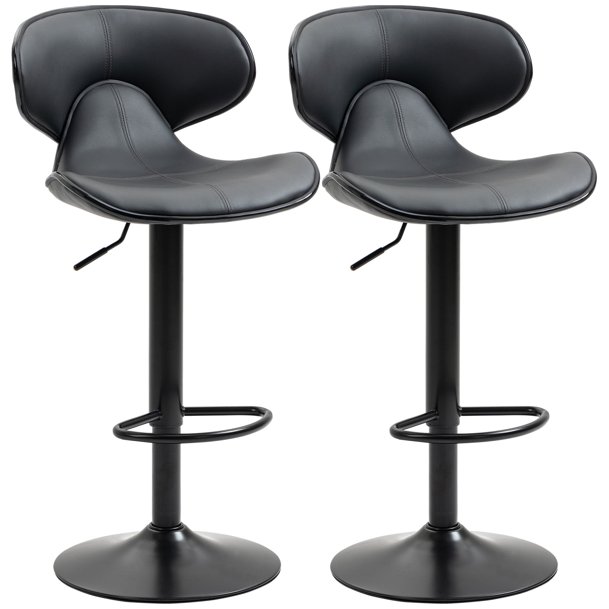 Adjustable Swivel Bar Stools Set of 2, Barstools with Footrest and Bac