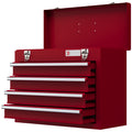 Lockable Metal Tool Chest with 4 Drawers, Ball Bearing Runners & Handle - Red
