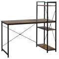 Computer Desk with 4-Tier Bookshelf Storage PC Table Workstation - Rustic Brown & Black