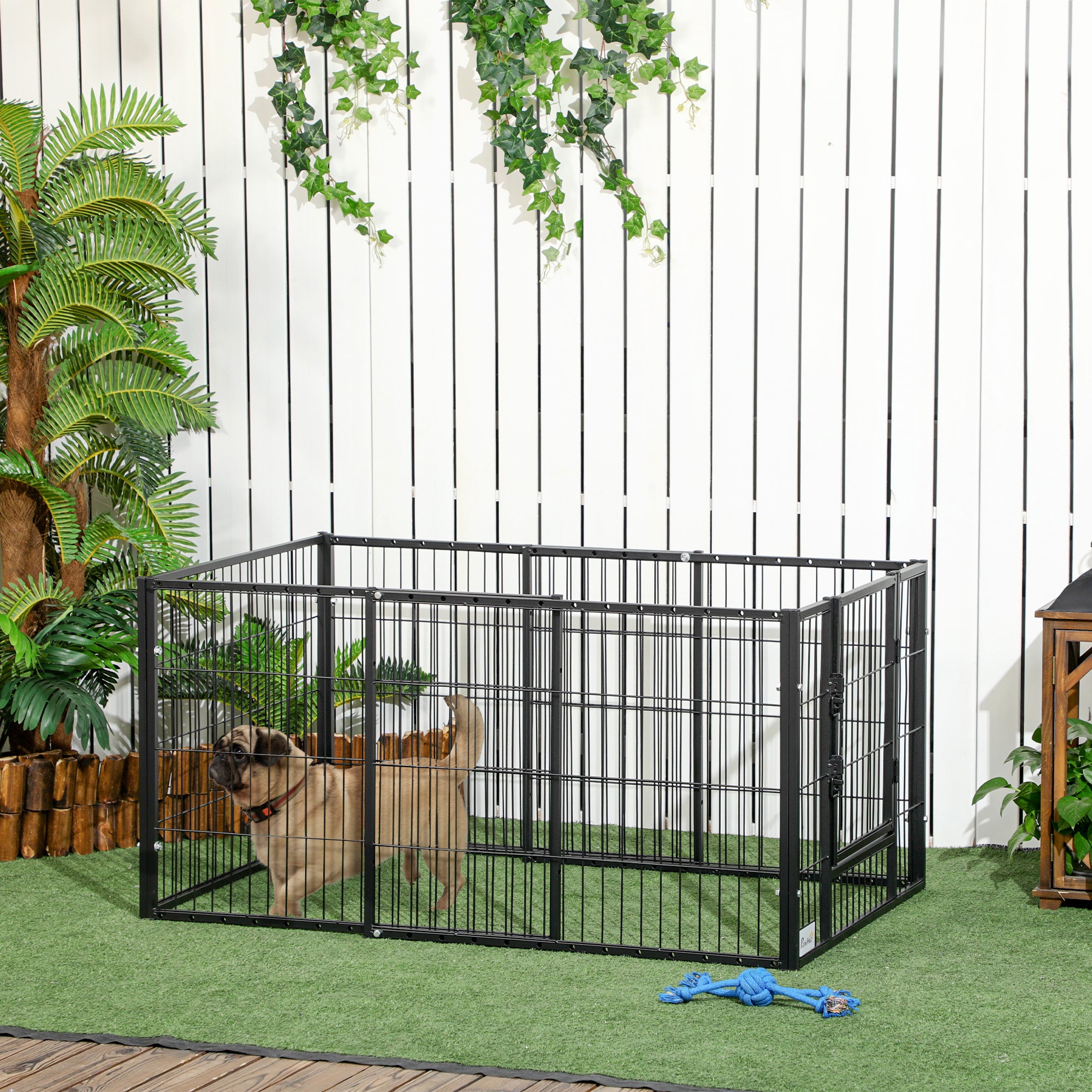 82.5-150 cm x 61 cm Heavy Duty Pet Playpen, 6 Panel Exercise Pen for Dogs, Adjustable Length, Indoor Outdoor, Small Sized Dogs