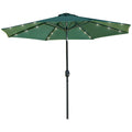 2.7m Garden Parasol with Crank Tilt and LED Lights - Green