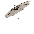 24 LED Solar Powered Patio Parasol with UV Resistant Fabric - Creamy White