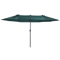 4.6m Double Canopy Garden Parasol Sun Umbrella Patio Market Shelter - Green