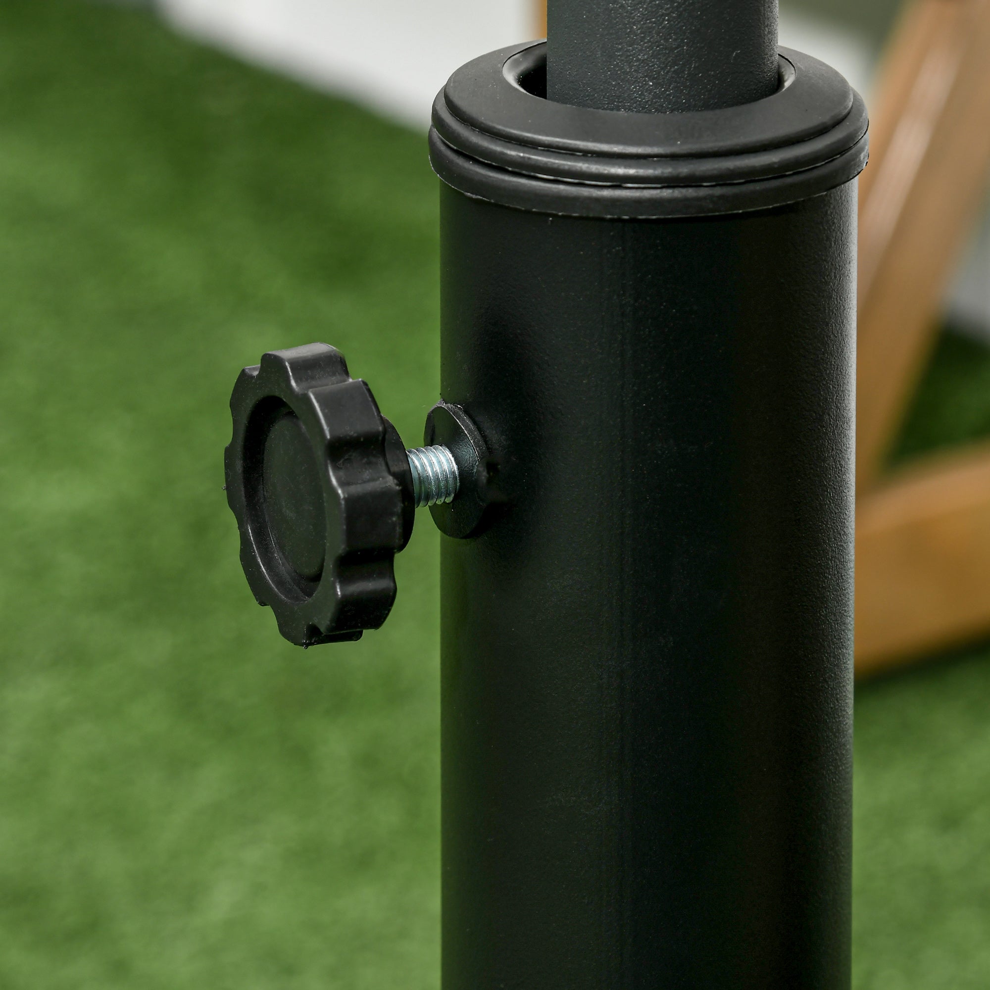 Resin Garden Parasol Base with Wheels and Retractable Handles, Round Outdoor Market Umbrella Stand Weight for Poles of ?38 - ?48mm, Black