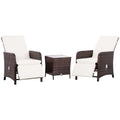 3-Piece Rattan Bistro Set with Cushions and Storage Table - Mixed-Brown