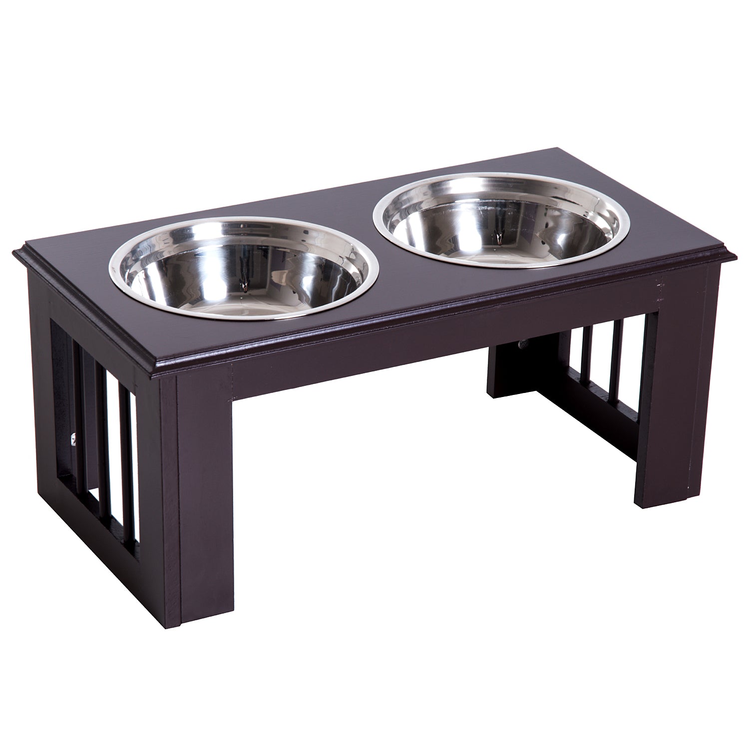 Stainless Steel Pet Feeder, 58.4Lx30.5Wx25.4H cm-Brown