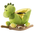 Kids Plush Rocking Dinosaur Ride-On Toy with Safety Belt & 32 Songs, 18 Months+ - Green