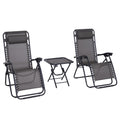 3 Piece Folding Zero Gravity Chair Set with Table and Cup Holders - Dark Grey