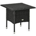 Rattan Outdoor Side Table with Plastic Board Top 50x50 cm - Black