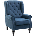 Retro Wingback Accent Chair with Tufted Back for Living Room - Blue