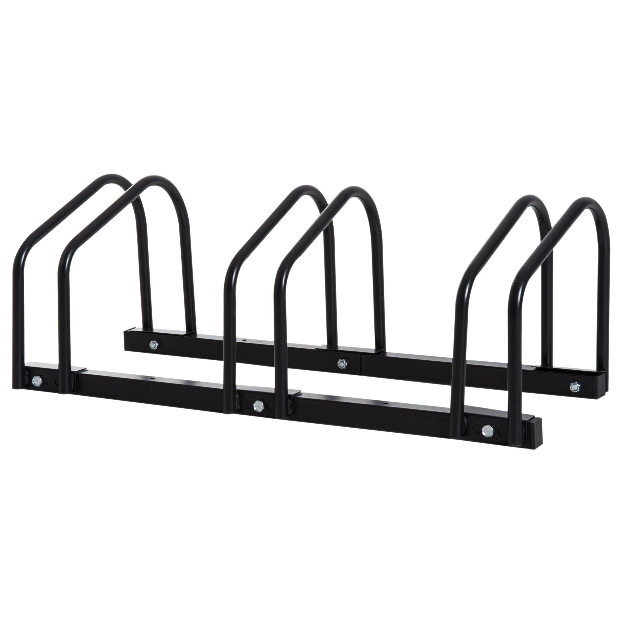 Bike Stand Parking Rack Floor or Wall Mount Bicycle Cycle Storage Locking Stand 76L x 33W x 27H (3 Racks, Black)