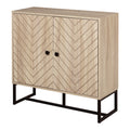 Adjustable Shelf Storage Cabinet with Metal Frame and Handles - Brown & Black