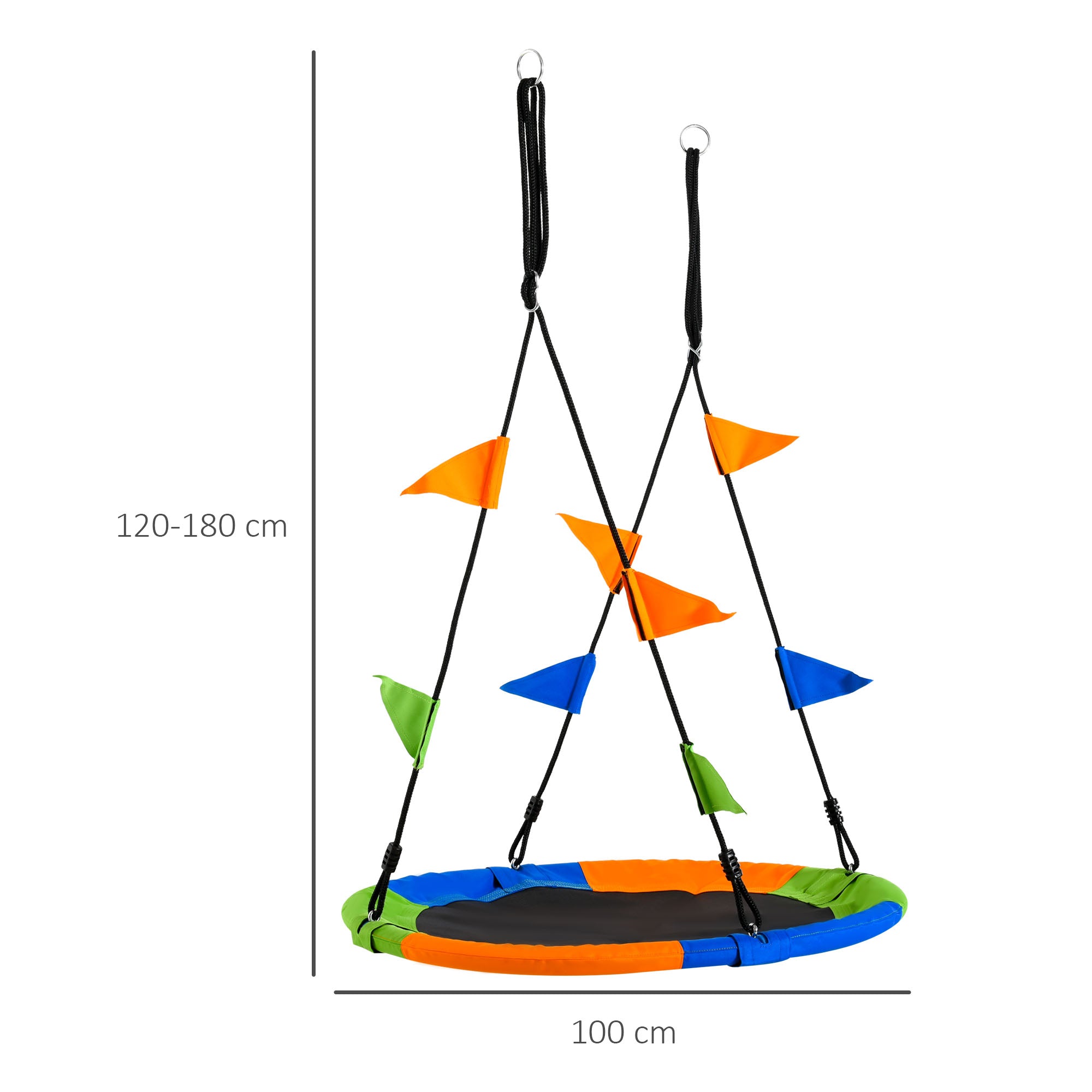 Saucer Tree Kids Swing Set with Adjustable Rope Waterproof Seat Steel Frame Backyard