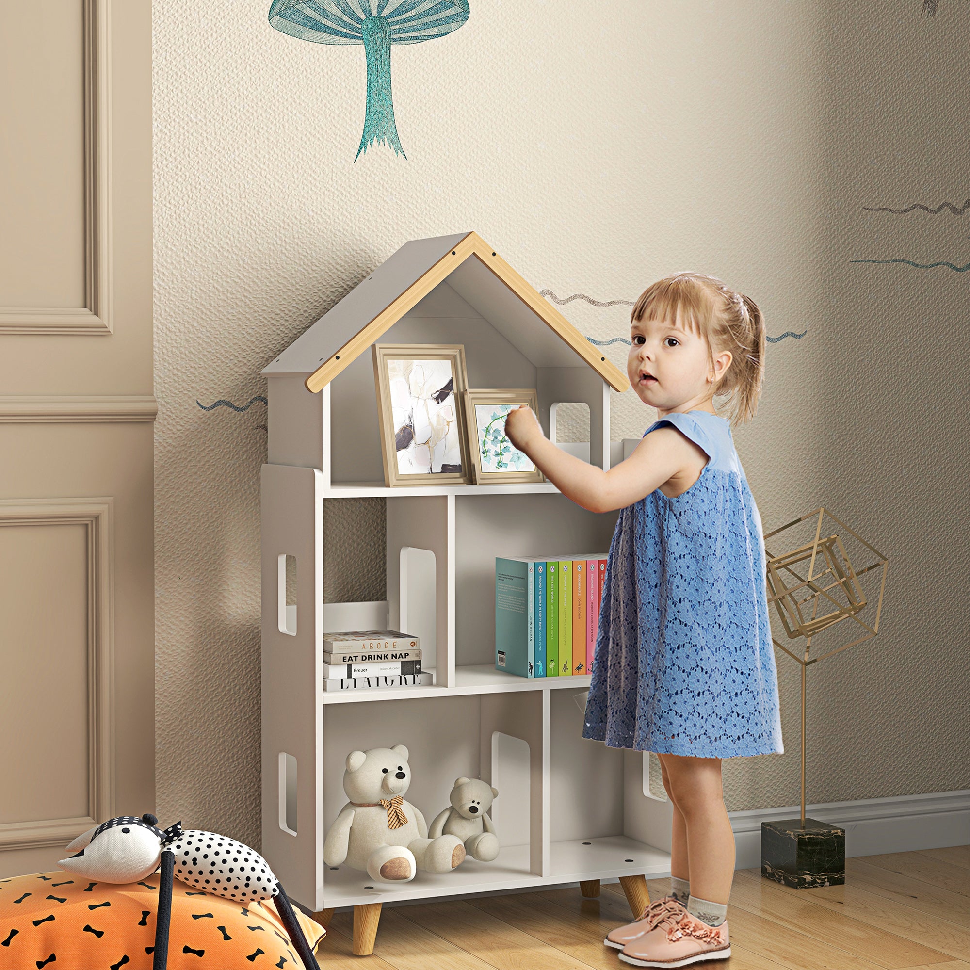 3 Tier Toy Storage Shelf with 6 Cubby White