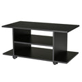 TV Stand with Shelves for TVs up to 42 Inch with Castor Wheels - Black