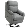 Power Lift Recliner Chair with Remote Control and Footrest - Grey Faux Leather