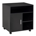 Multi-Storage Mobile Printer Stand with Wheels 65.5H x 60W x 50D cm - Black