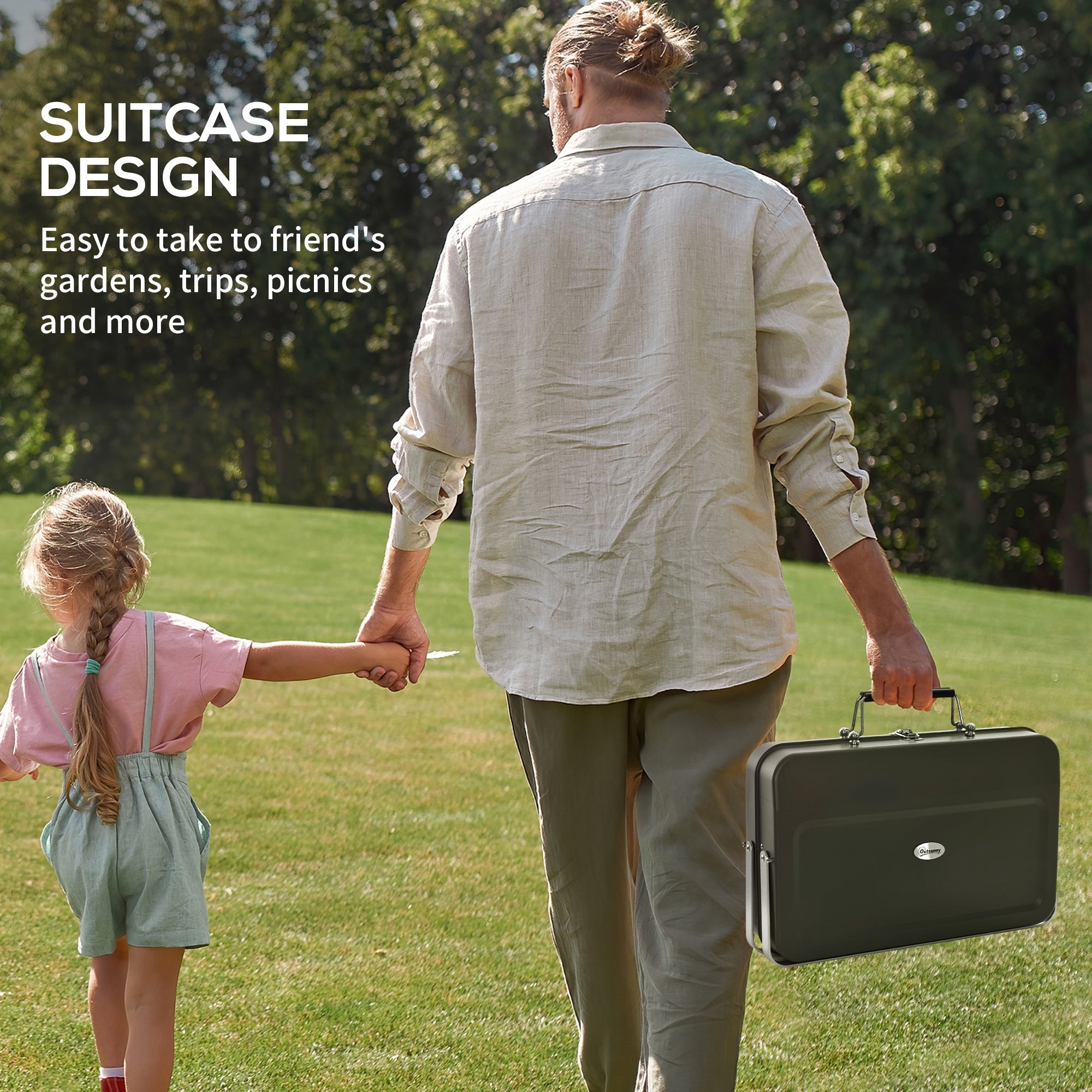 Foldable Mini Charcoal Barbecue Grill with Handle - Black