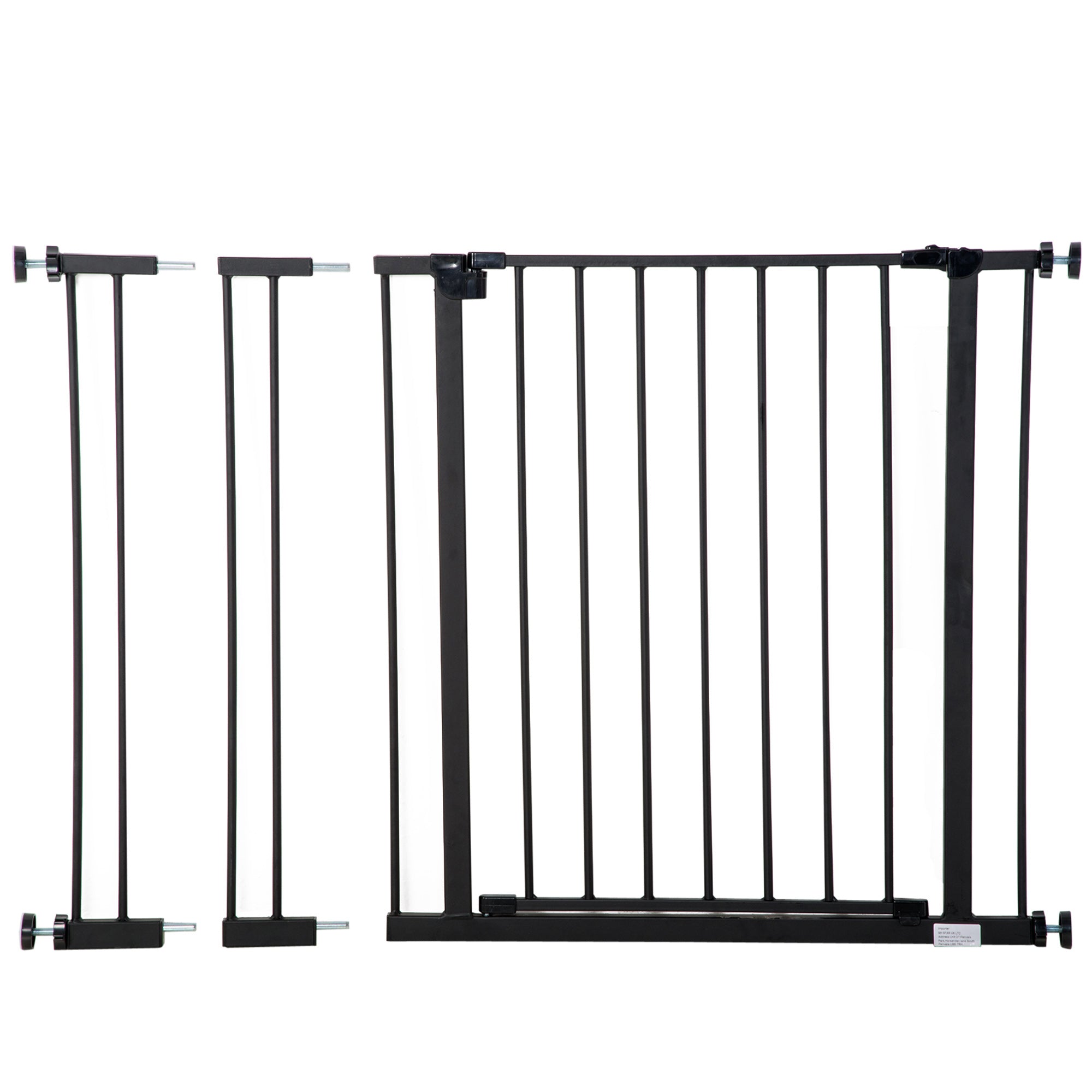 Dog Gate Pet Safety Gate Stair Barrier Auto Close Door Adjustable 76 - 107 cm, Black