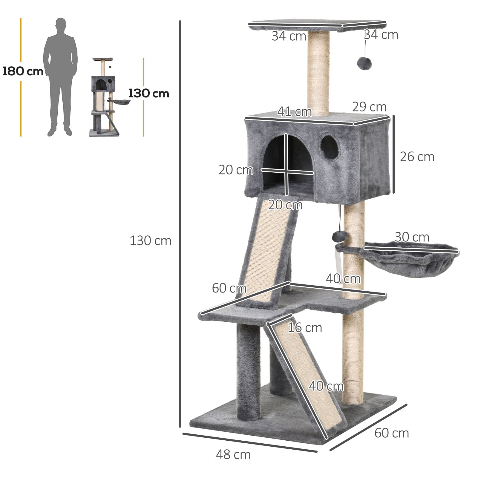 51" Cat Tree,Activity Tower with Condo Scratching Posts Ladders and Two Toys for Kitty Pet Climbing Relaxing and Playing