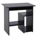 Compact Small Computer Desk with Keyboard Tray and Storage Shelf for Home Office Gaming Study - Black