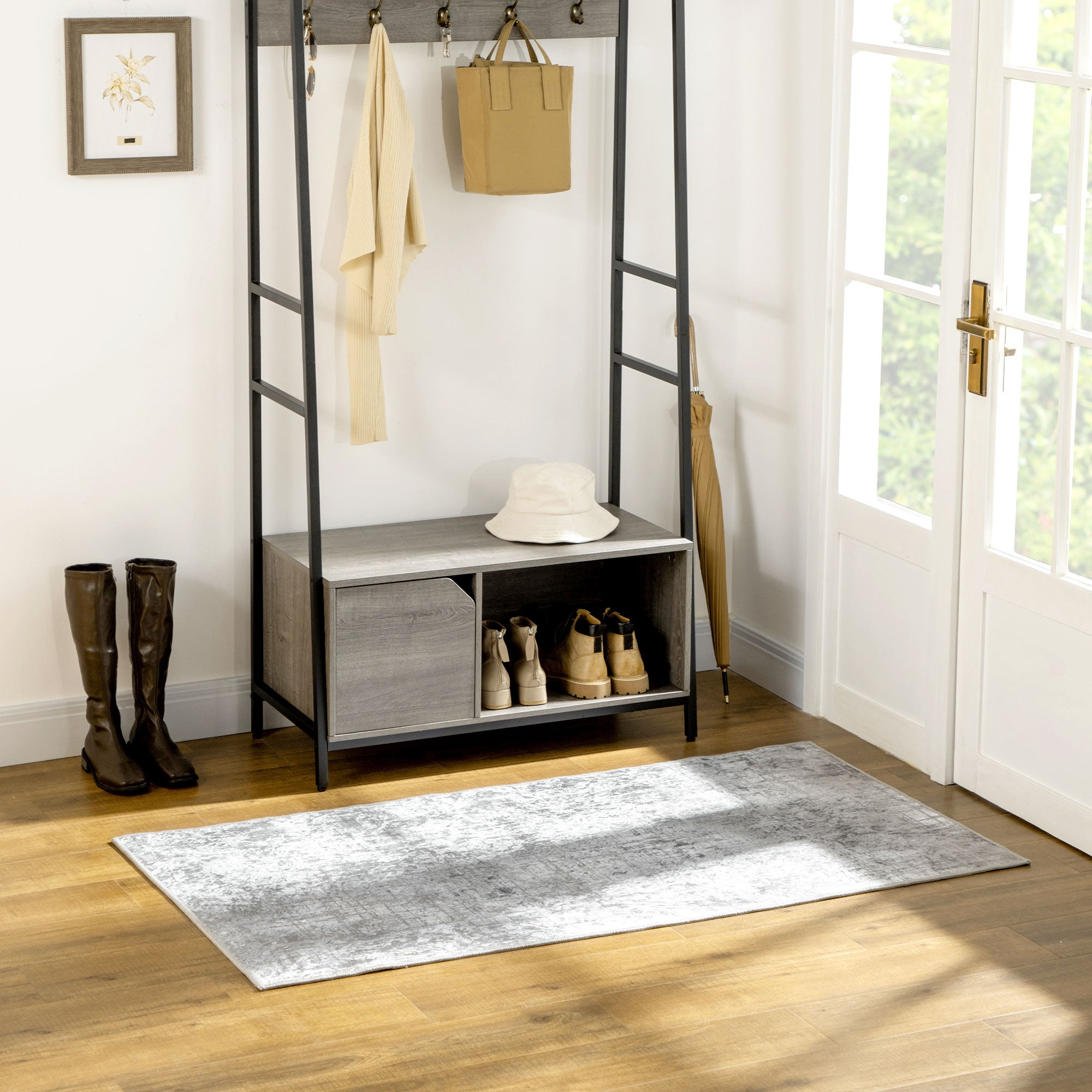 Grey Rug, Modern Abstract Area Rugs, Decorative Carpet for Living Room, Bedroom, Dining Room, 150 x 80cm