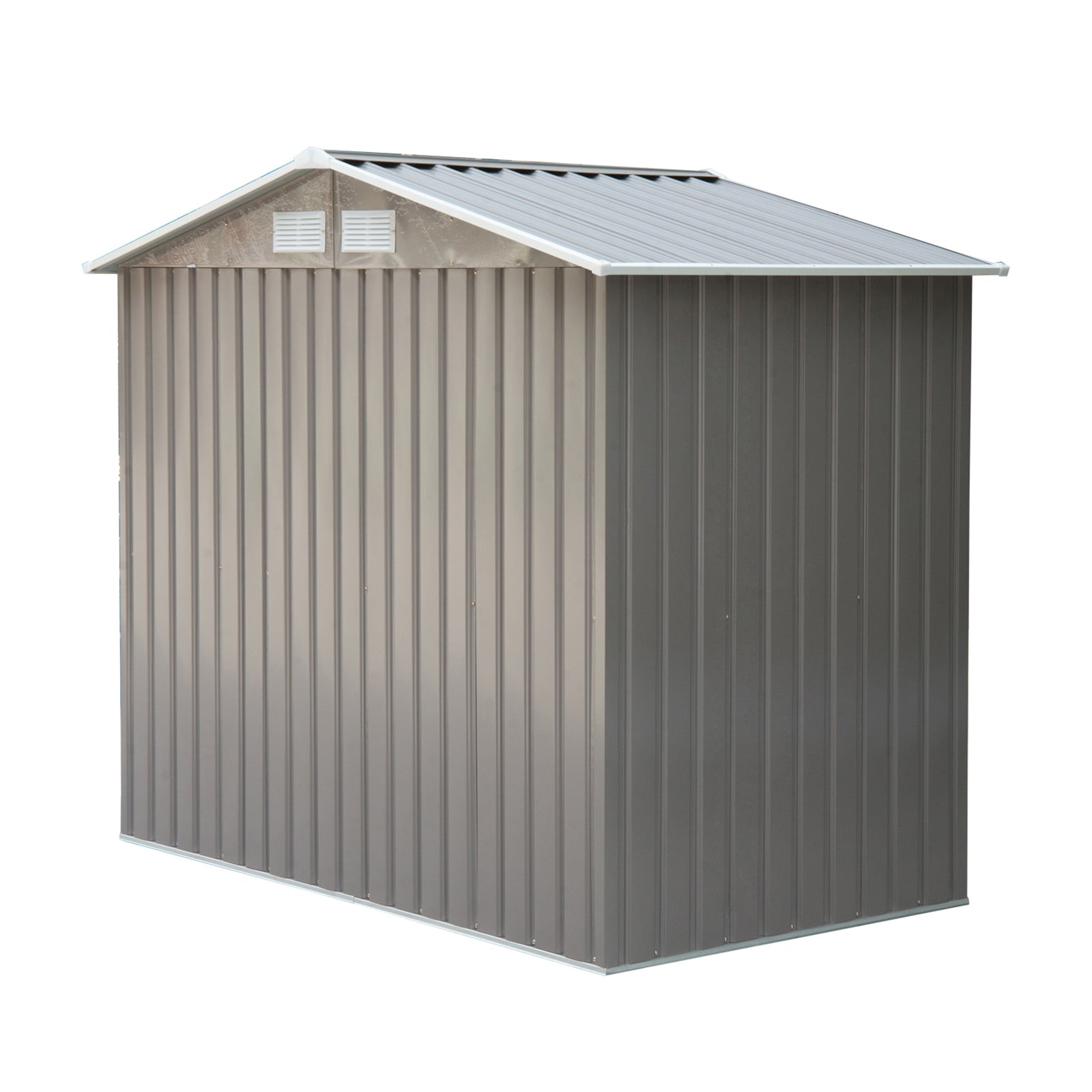 7ft x 4ft Lockable Garden Metal Storage Shed Storage Roofed Tool Metal Shed w/ Air Vents Steel Grey