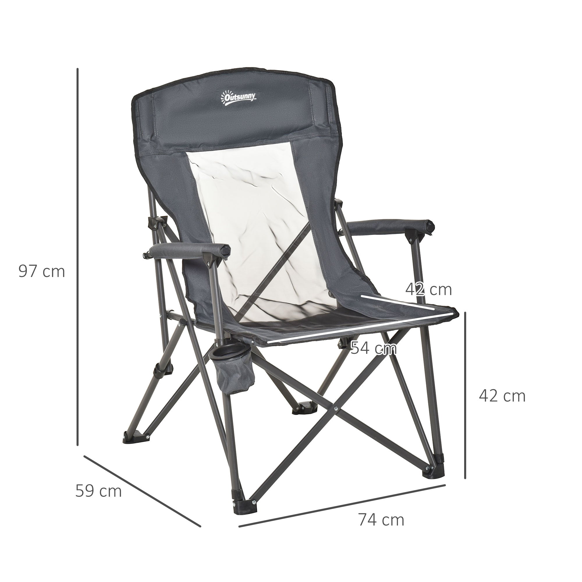 Folding Camp Chair Portable Chair w/ Cup Holder Holds up to 136kg Perfect for Camping, Festivals, Garden, Caravan Trips, Beach and BBQs