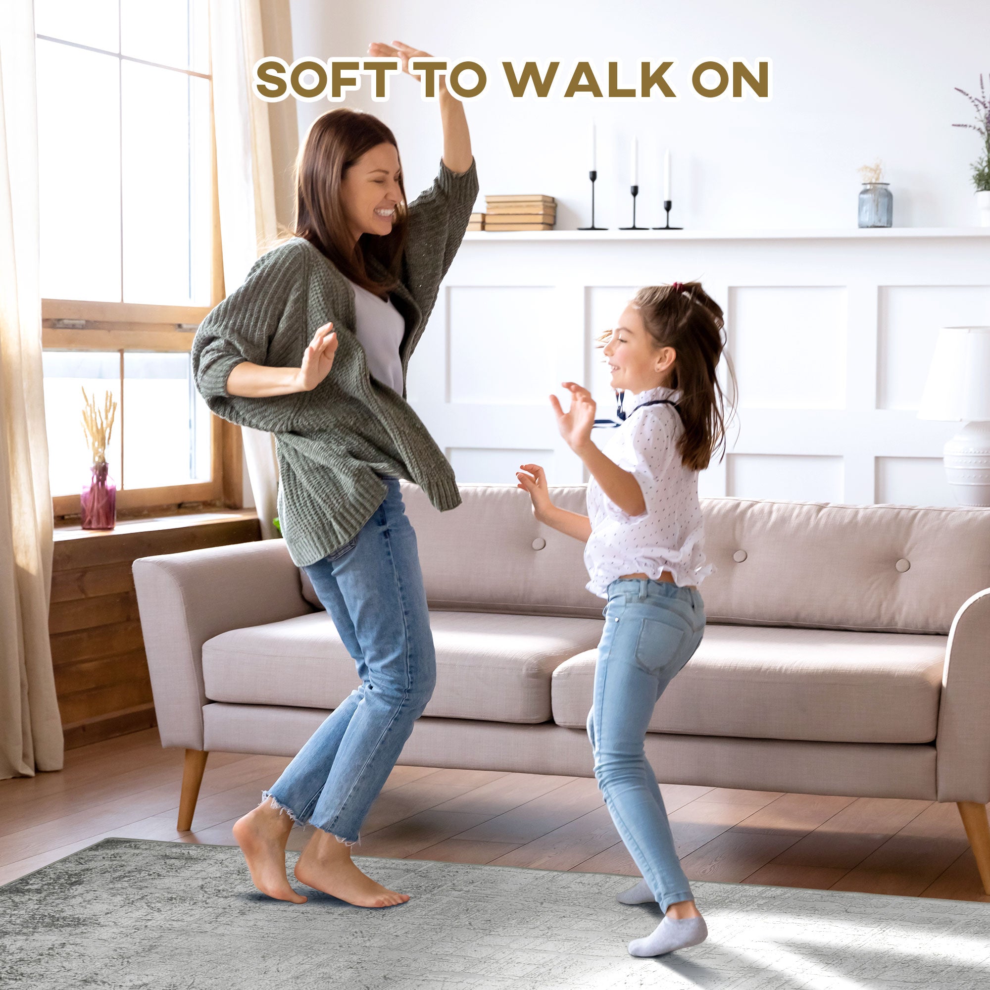 Grey Rug, Modern Abstract Area Rugs, Decorative Carpet for Living Room, Bedroom, Dining Room, 230 x 160cm