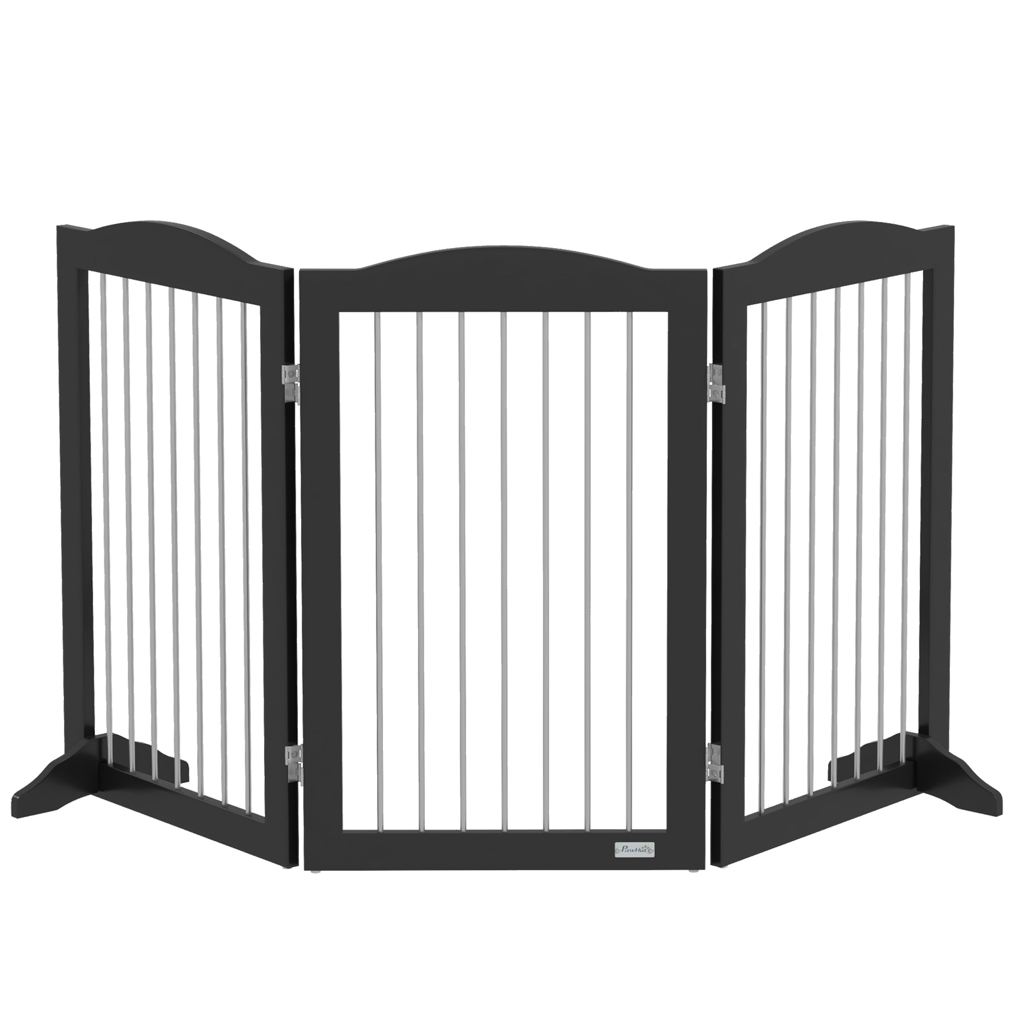 Foldable Dog Gate, Freestanding Pet Gate, with Two Support Feet, for Staircases, Hallways, Doorways - Black