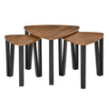 3-Piece MDF Steel Nesting Coffee and Side Table Set - Walnut Wood Grain
