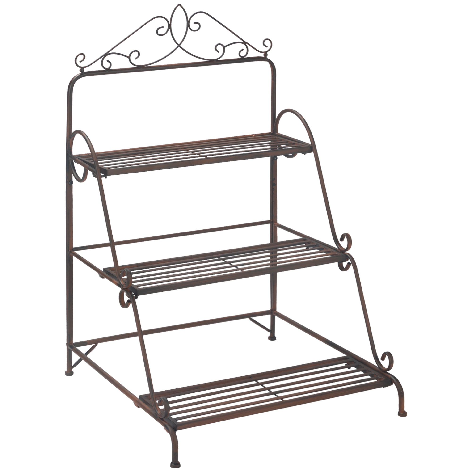 3 Tier Stair Style Metal Plant Stand, Flower Pot Holder Display Shelf, Storage Organizer Rack for Indoor Outdoor Patio Balcony Yard