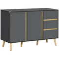 Modern Sideboard with Double Doors, 3 Drawers & Adjustable Shelves for Living Dining Room - Dark Grey