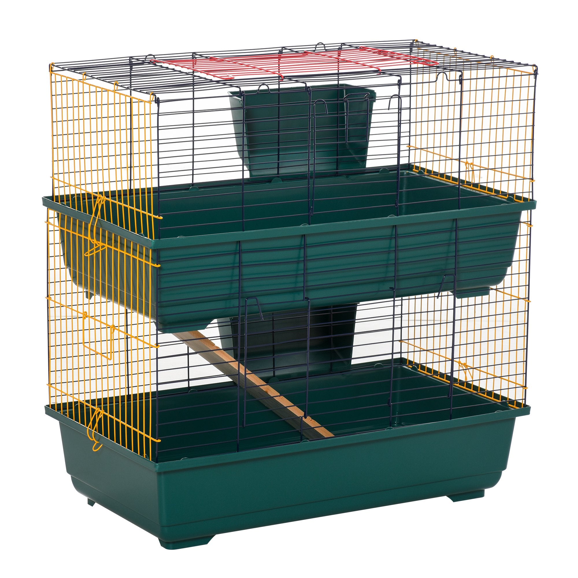 Small Animal Cage Habitat with Accessories 3 Openable Doors 2-Story Large Pet Play House for Chinchillas Puppy Guinea Pig 80 x 44 x 82 cm