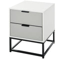 Chevron Pattern 2 Drawer Bedside Cabinet with Storage - Grey and White